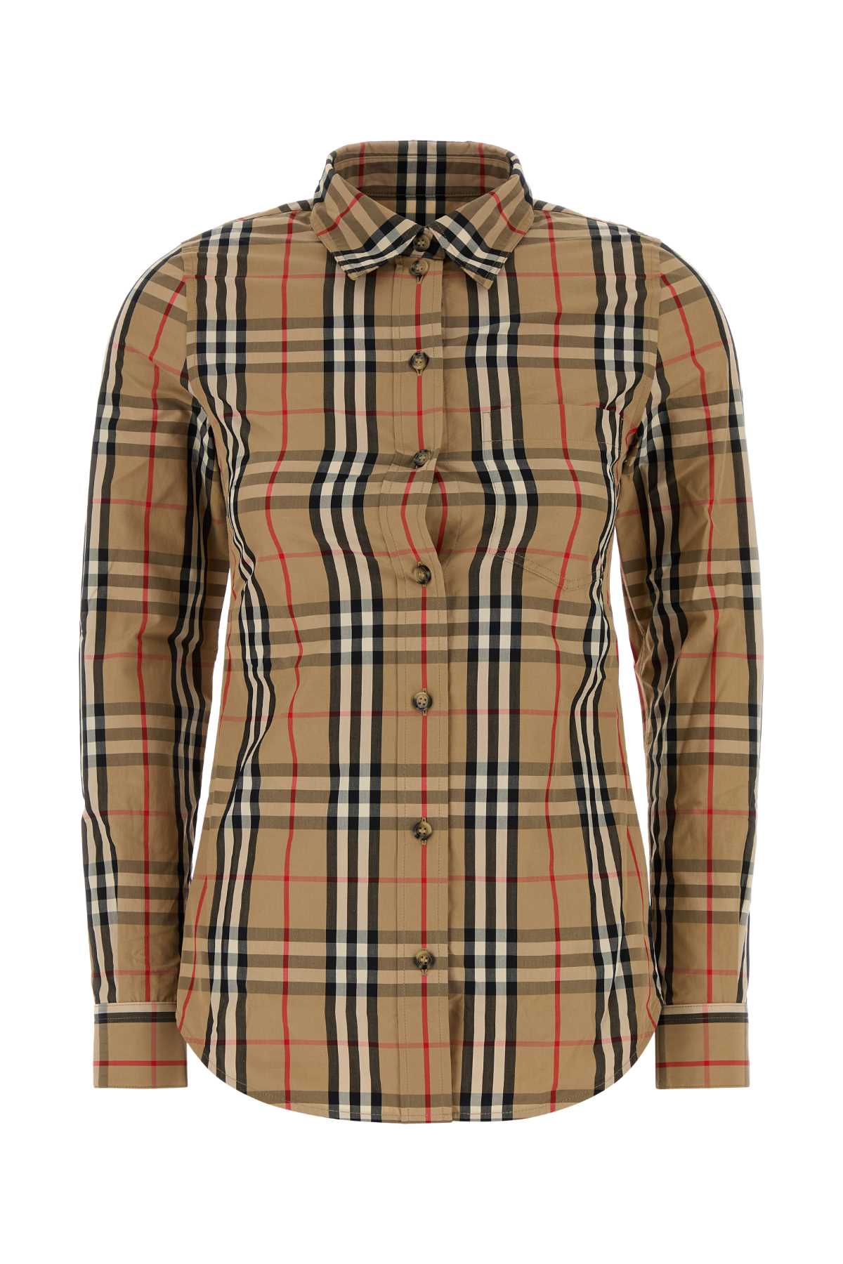 Checked Cotton Shirt — Beige