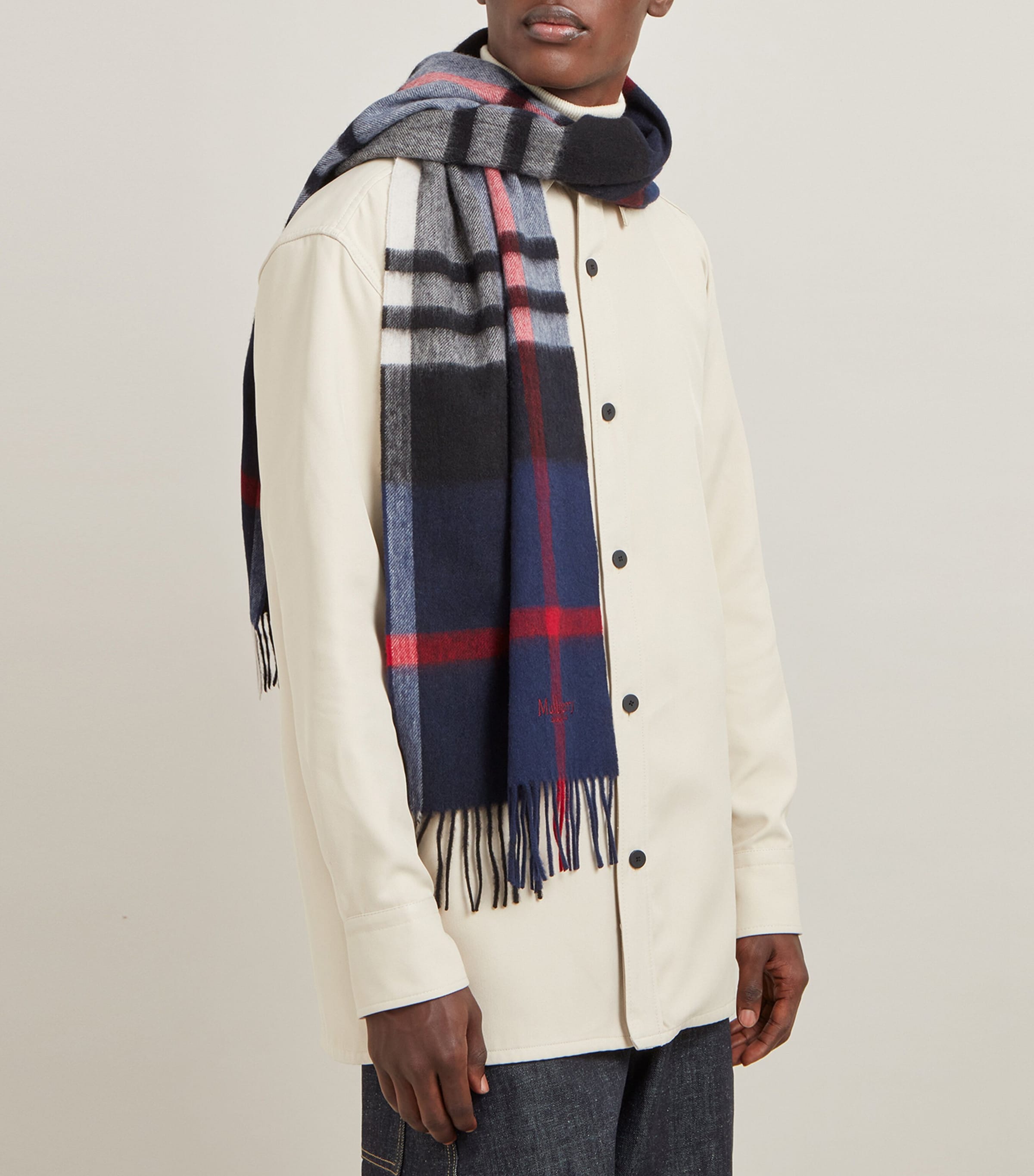 Small Merino Wool Check Scarf
