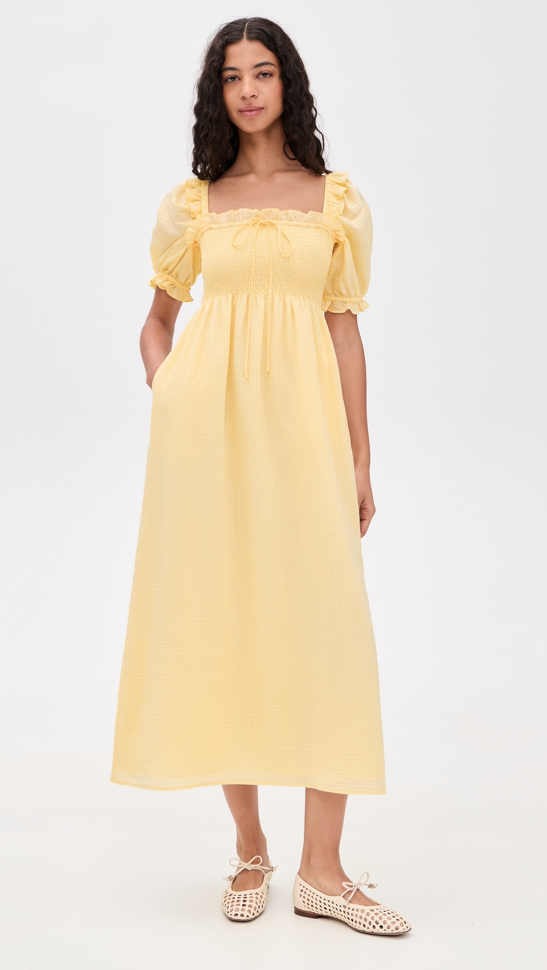 The Scarlett Midi Nap Dress Butter Yellow