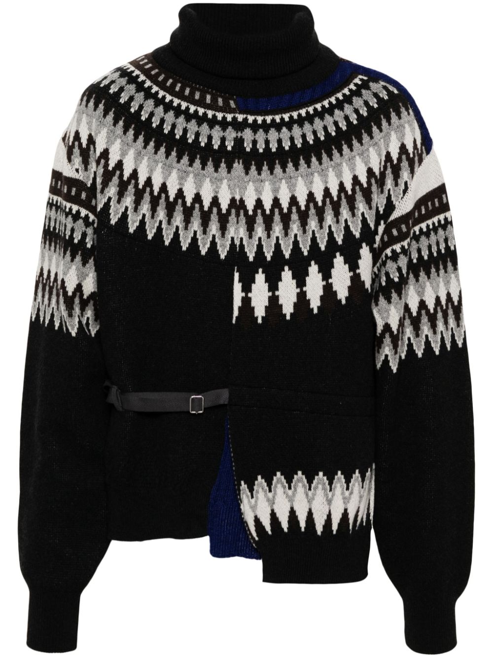 Deconstructed fair-isle knit jumper - Grey