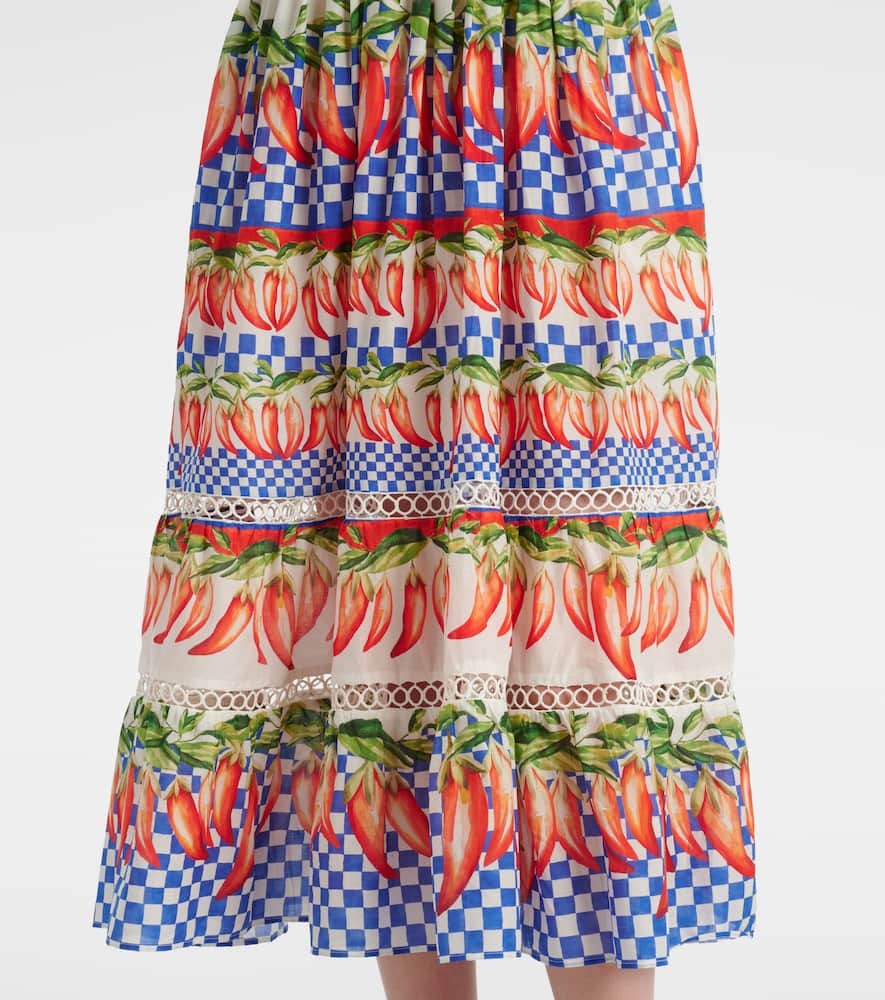 Printed cotton midi dress