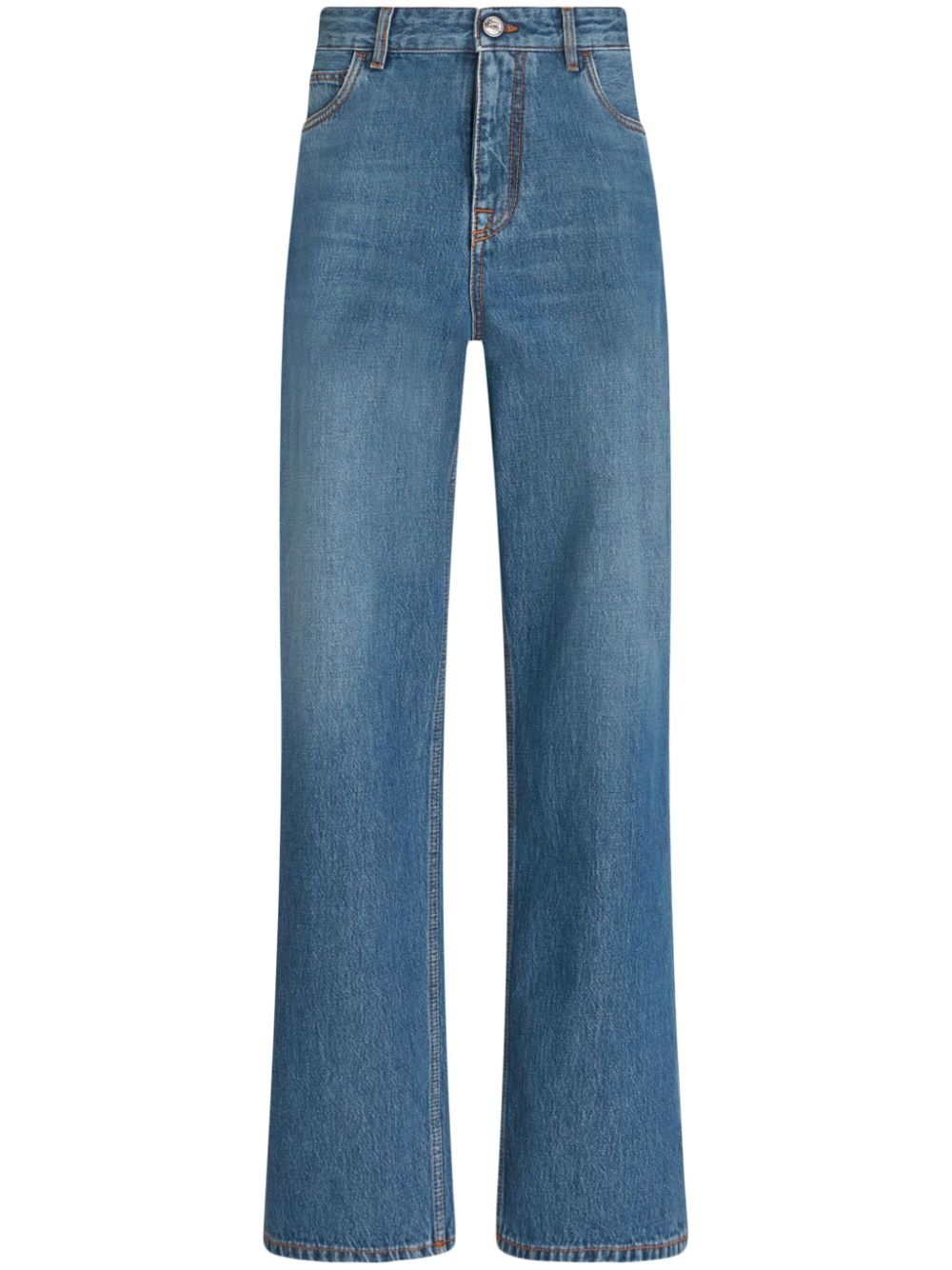 Pegaso-embroidered wide-leg jeans - Blue