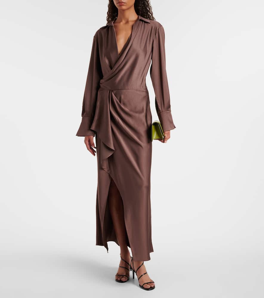 Talita draped satin wrap dress