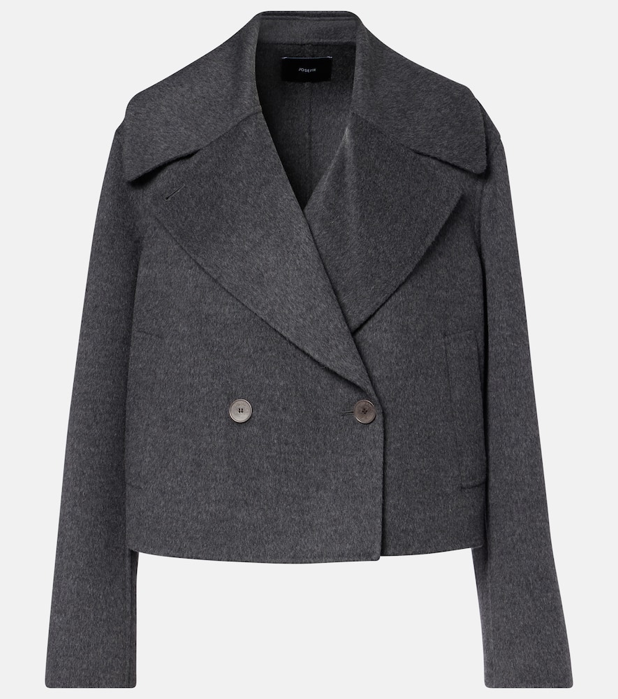 Cropped wool and cashmere peacoat