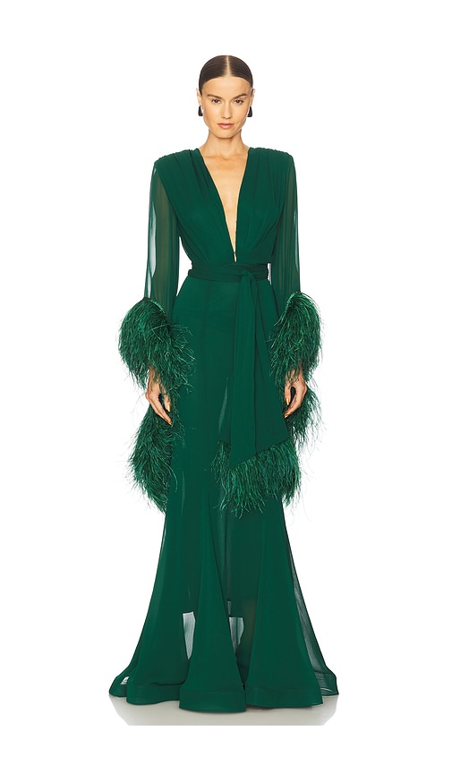 Bronx Banco Geisha V-neck Gown in Green. - L also in M