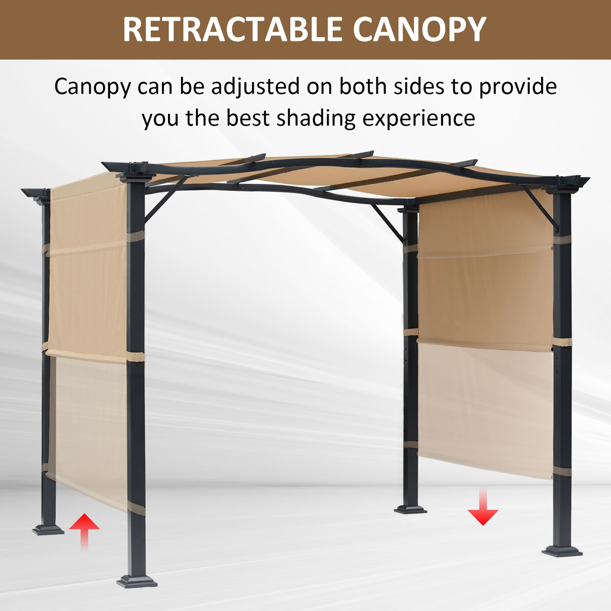 Outsunny Outdoor Gazebo Overhead Backyard Shade Sun Shelter Steel In Khaki