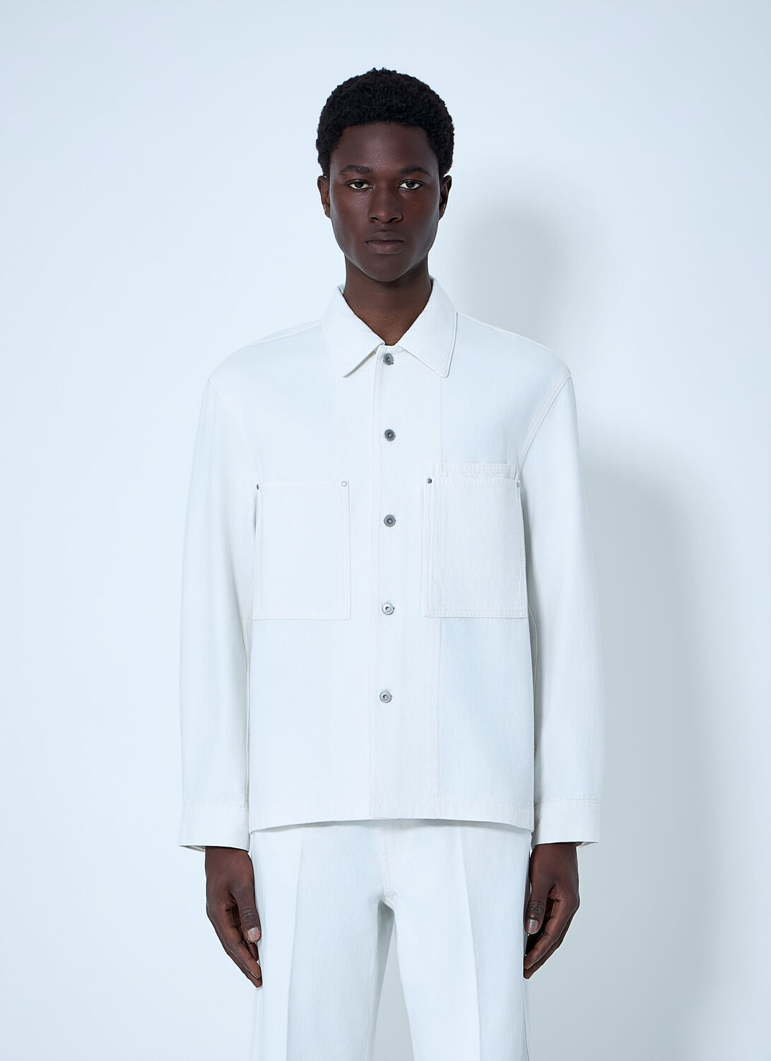 Cotton Twill Overshirt - Man Jackets White Eu