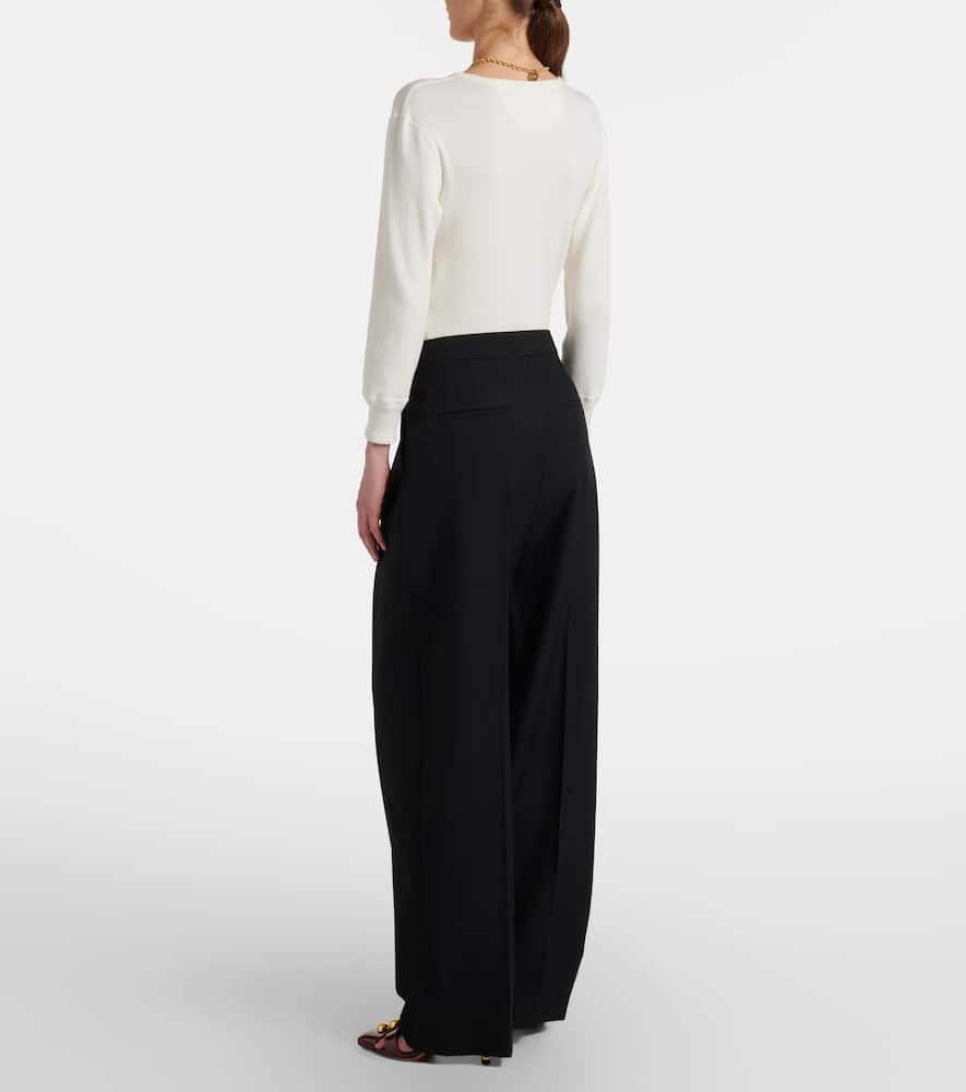 Chloé Pleated high-rise wool gabardine wide-leg pants