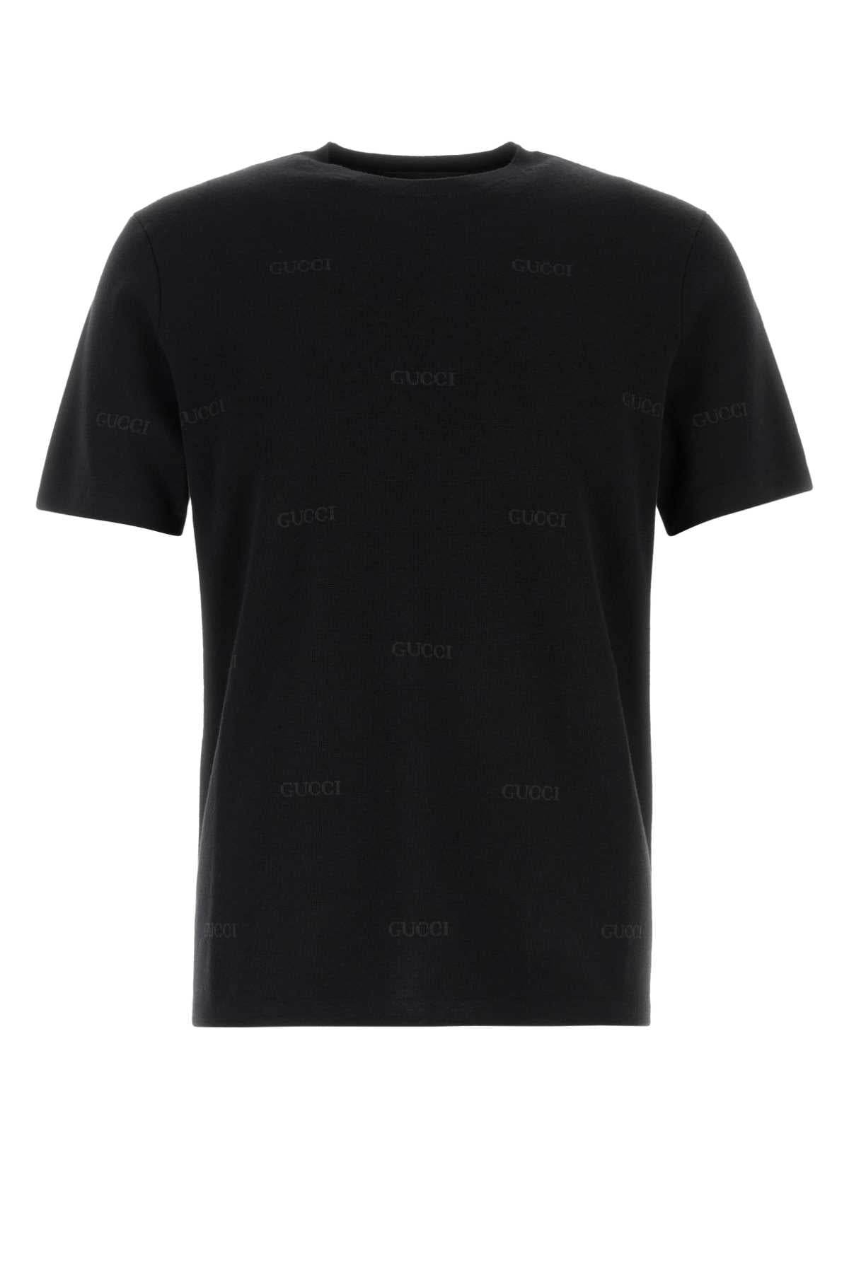 Logo-Embroidered Wool Blend T-shirt — Black