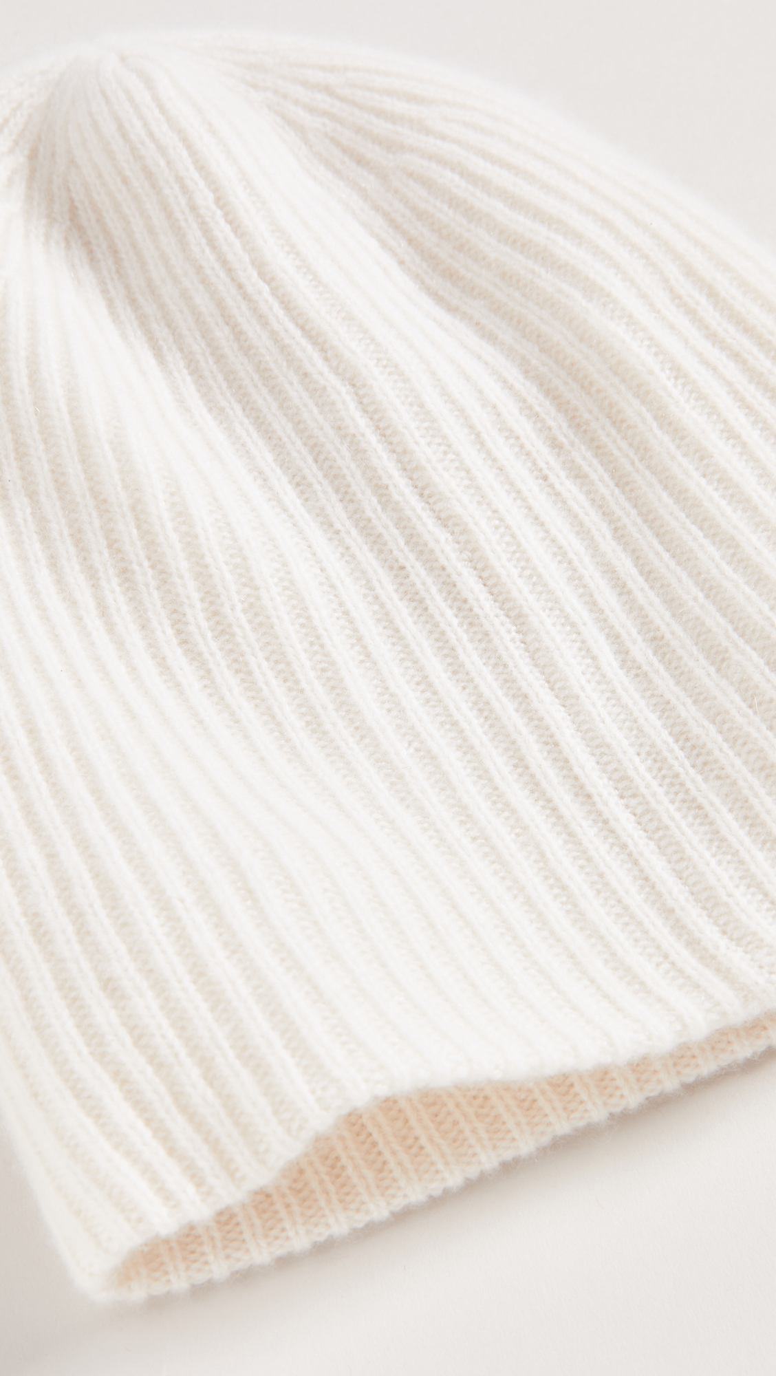 Plush Rib Cashmere Beanie Soft White One Size