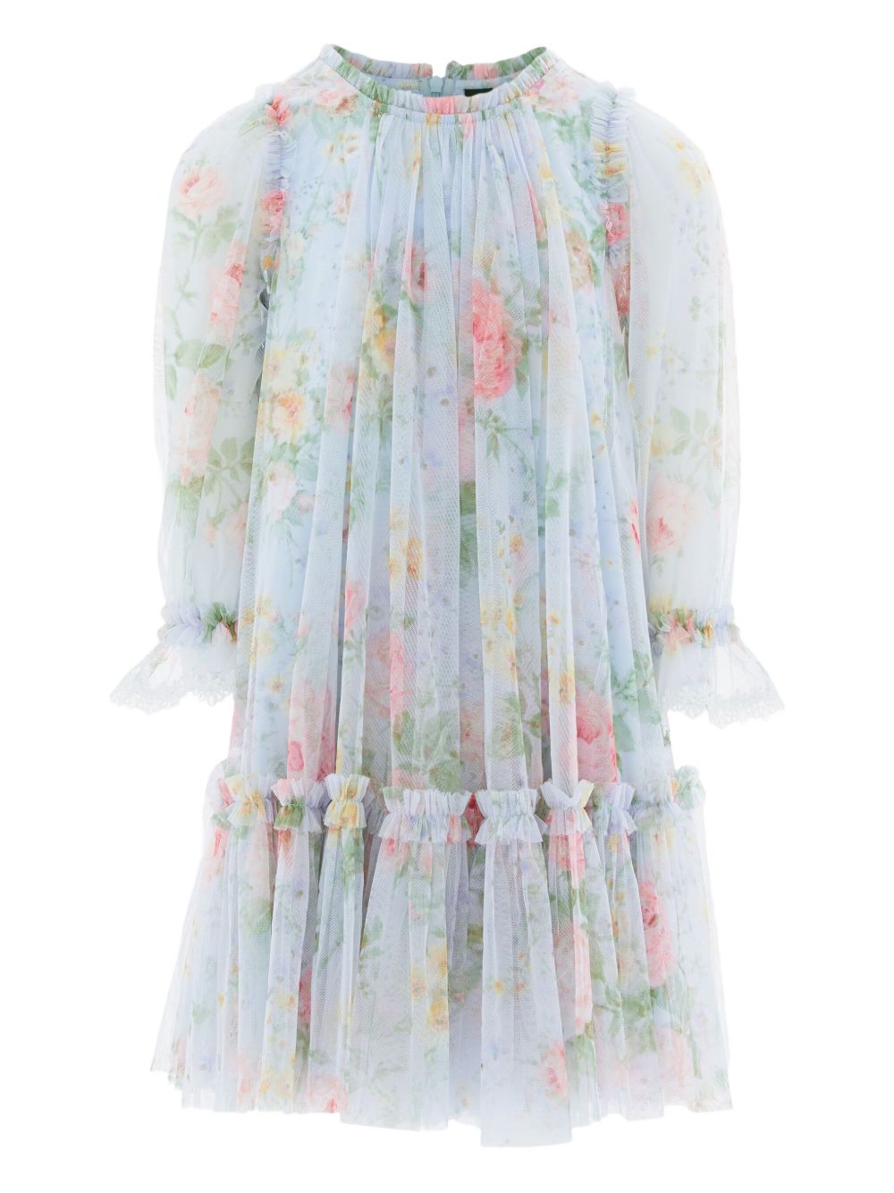 Floral-print pleated dress - Blue