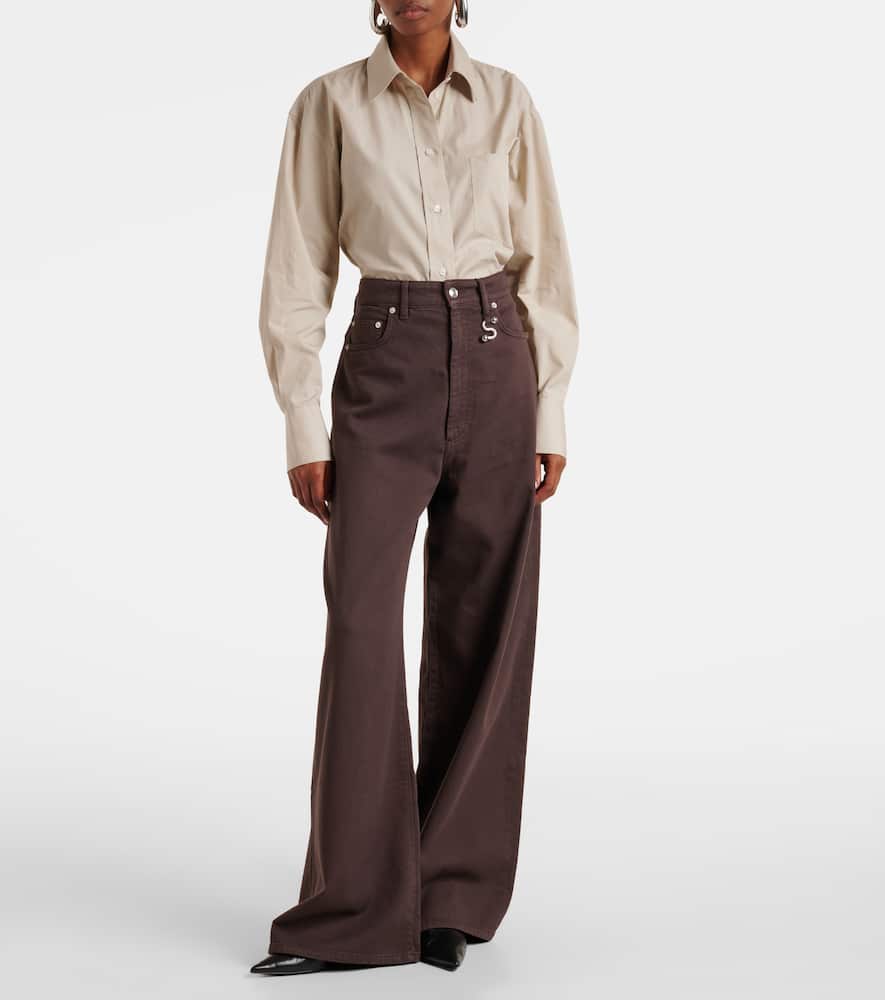 Siamese mid-rise denim wide-leg jeans