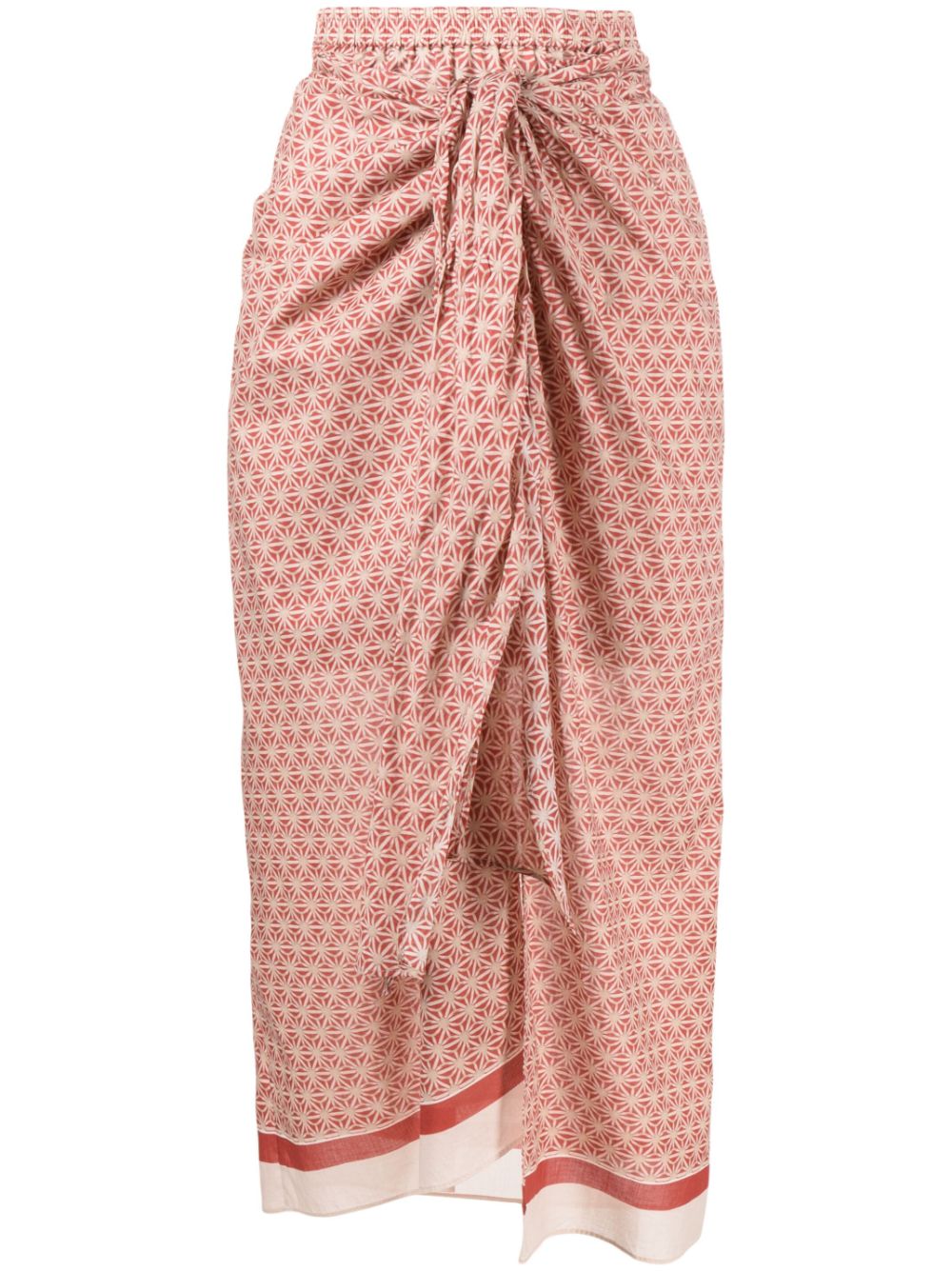 Geometric-print knotted skirt - Red