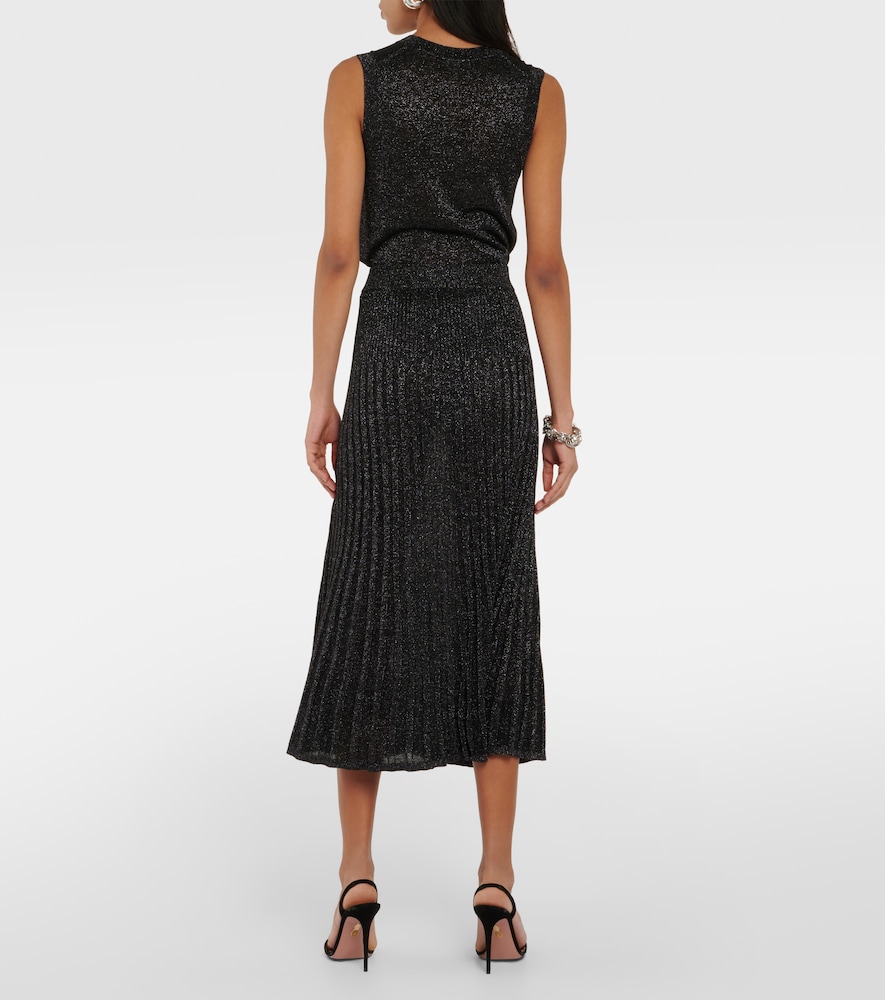 Ribbed-kit Lurex® midi skirt