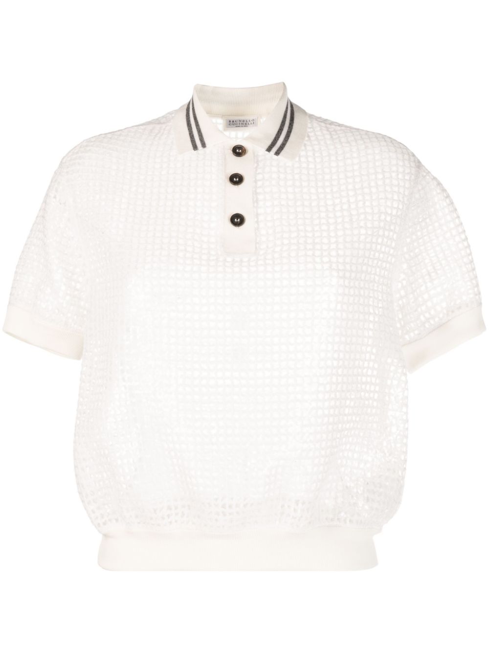 Polo-collar knitted top - White