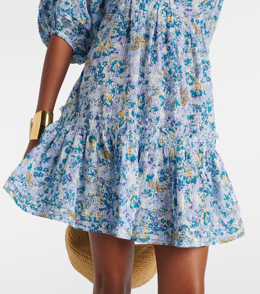 Aria floral gathered cotton minidress