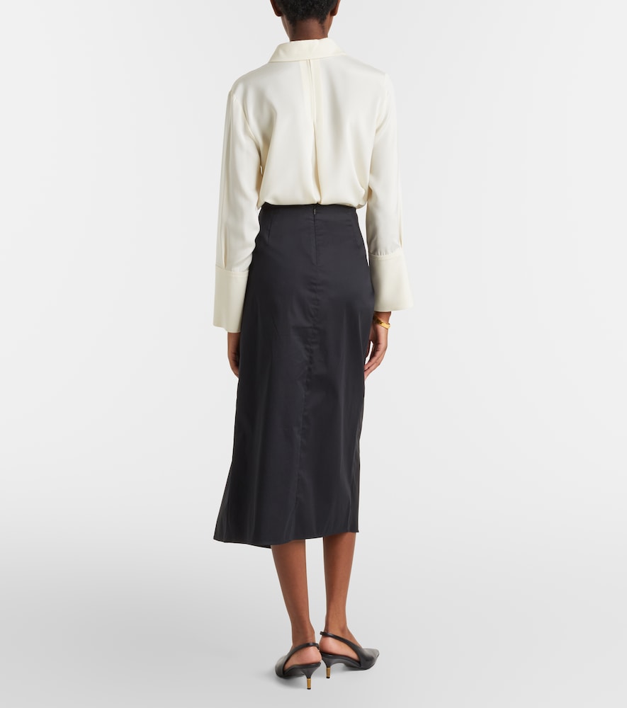 Paggi gathered cotton-blend midi skirt