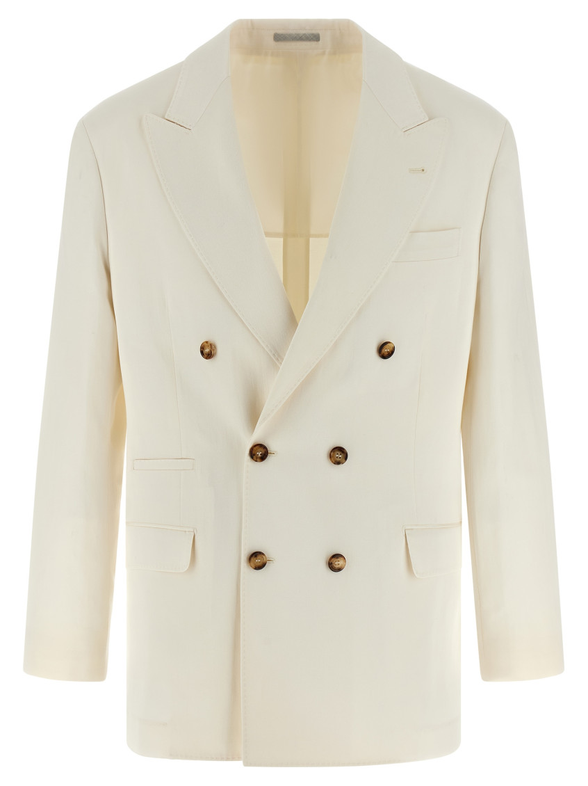 Linen Silk Blazer White