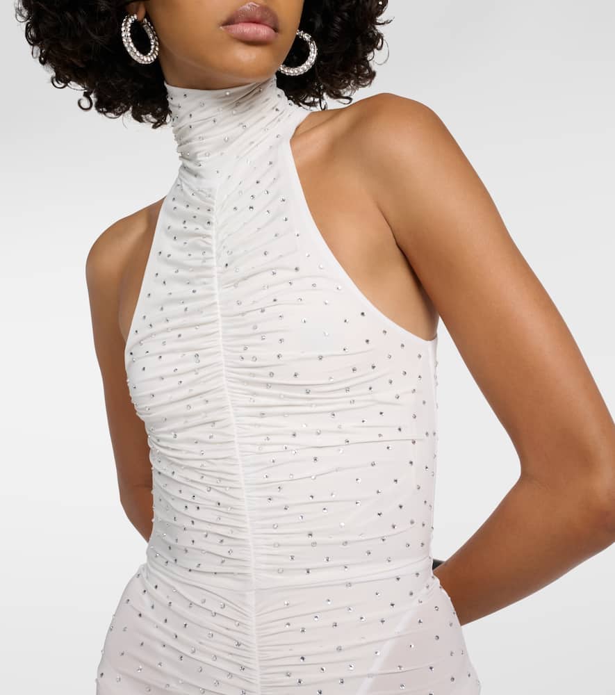 Alex Perry Crystal-embellished ruched maxi dress