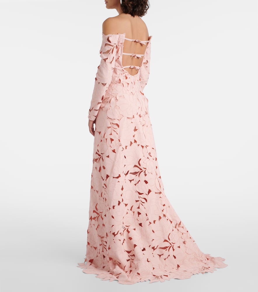 Costarellos Kasia floral off-shoulder lace gown