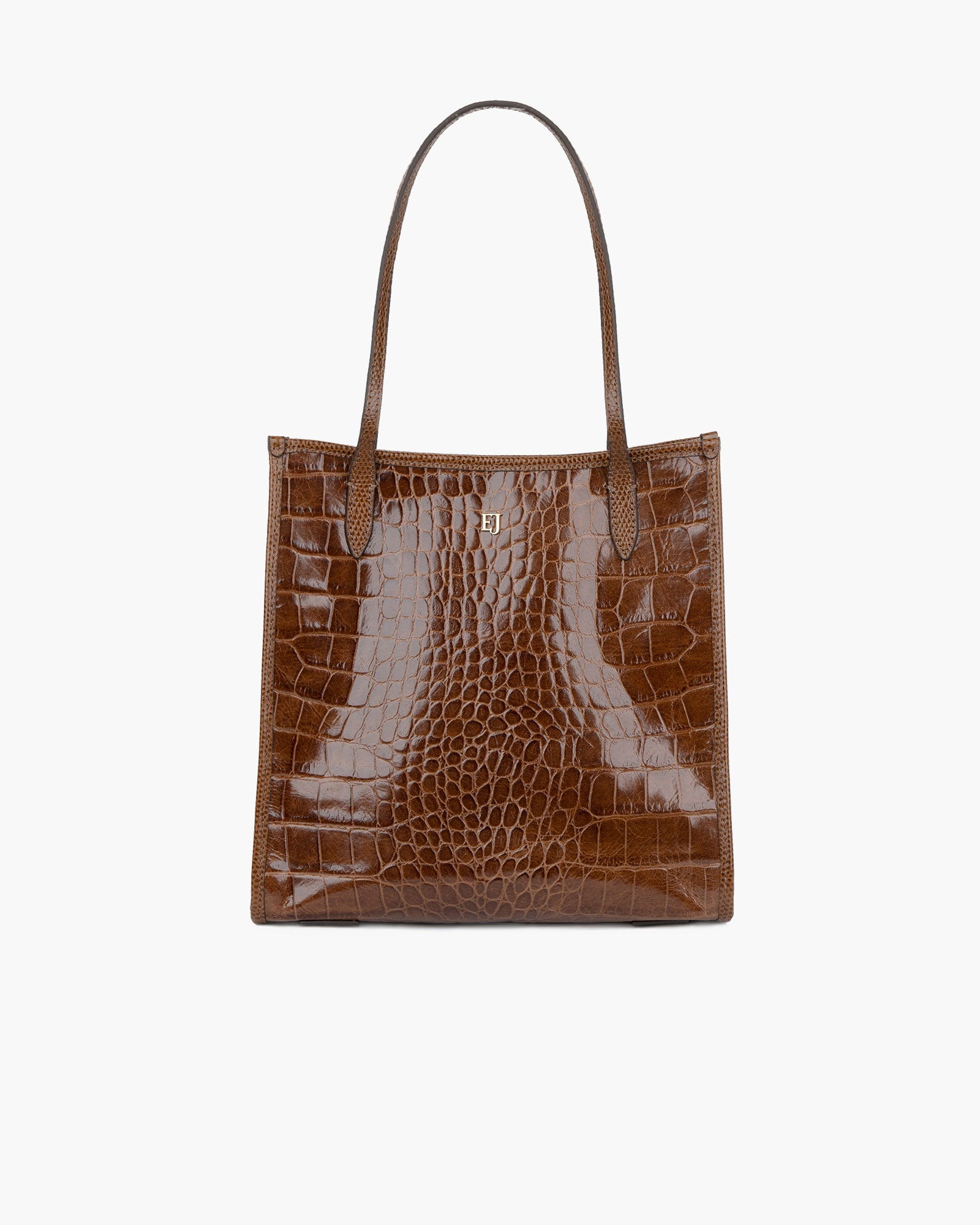 Baxter Embossed Leather Shoulder Bag for Women - Taupe, Zip Top Closure, Outer Pocket