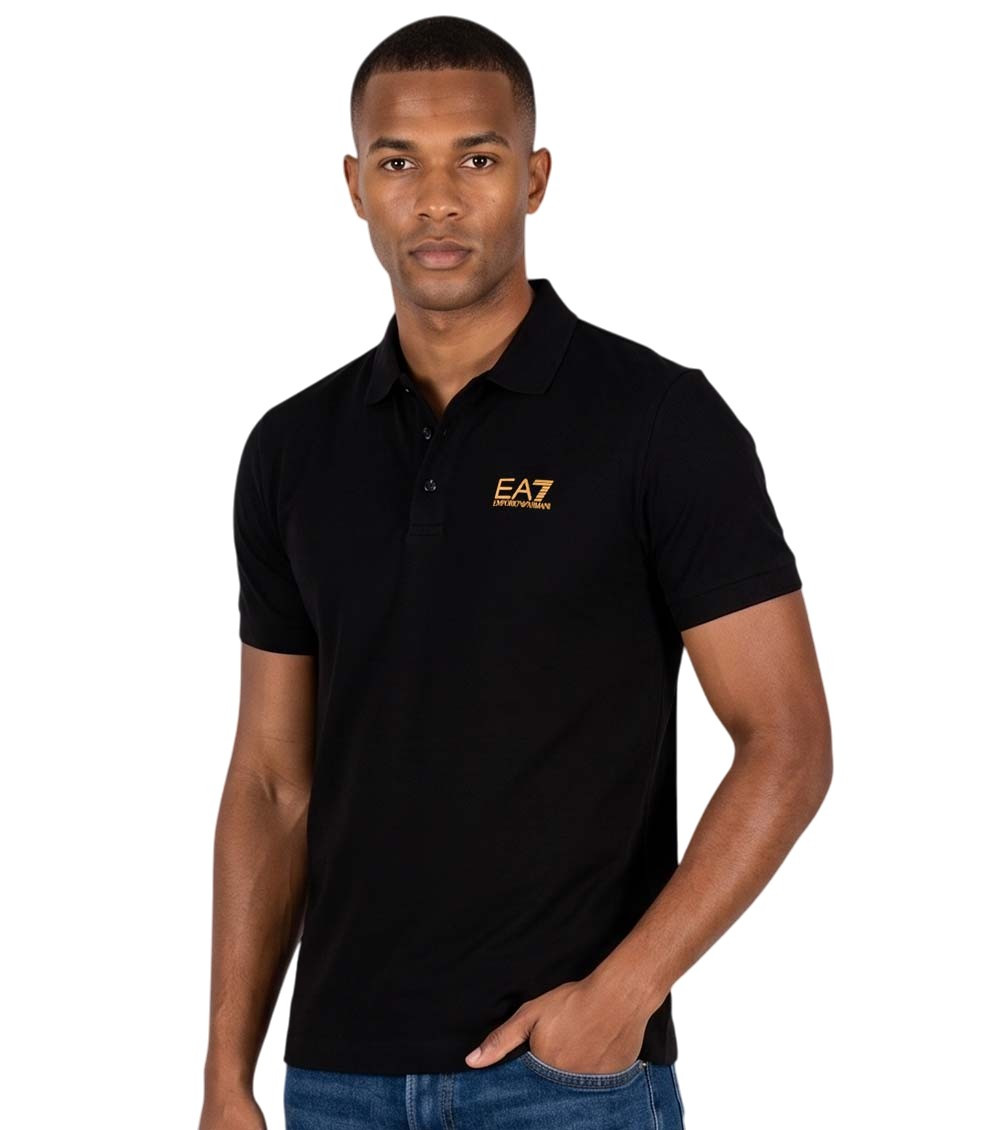 Black Logo Shirt Collar Polo