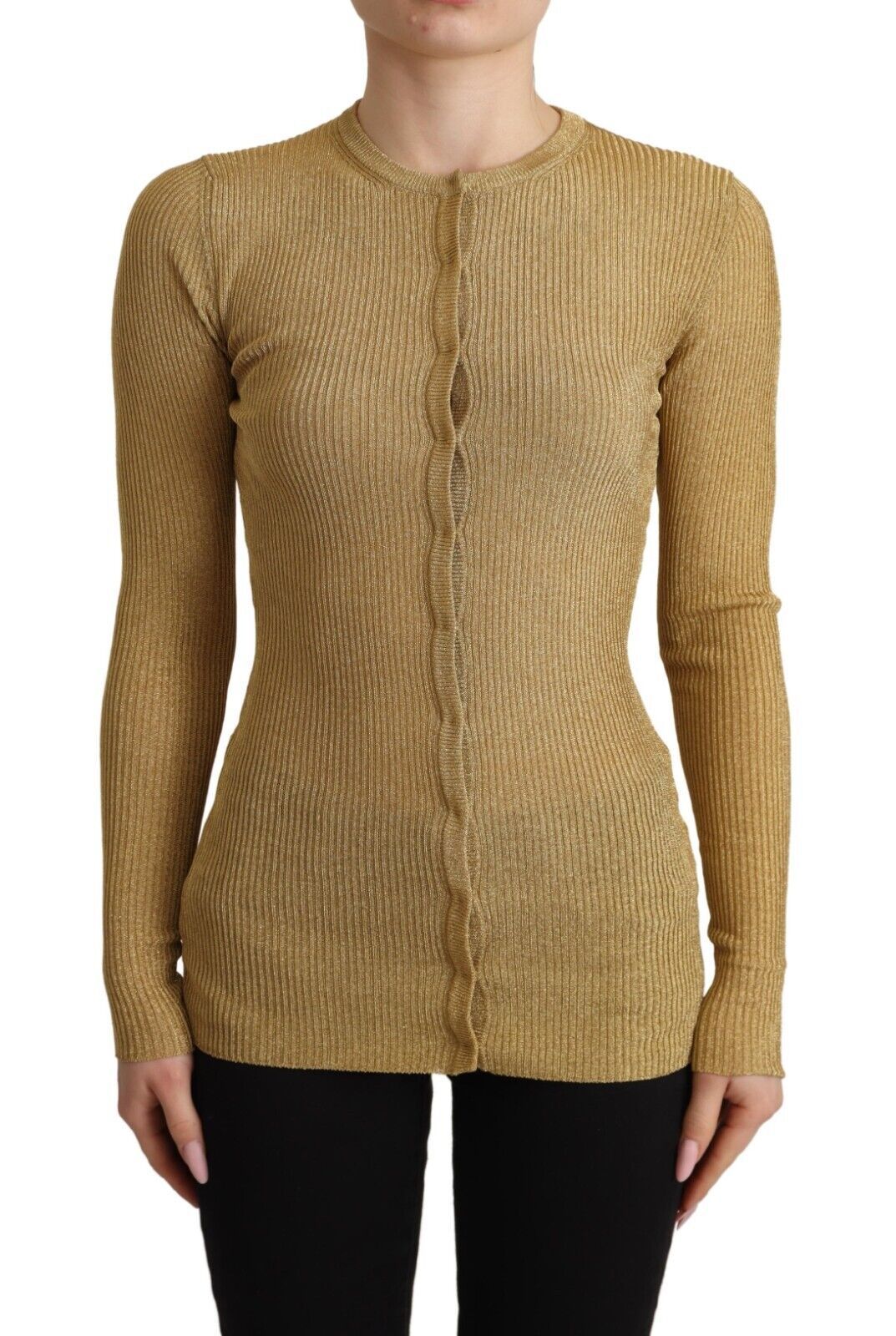 Viscose Blend Cardigan — Gold