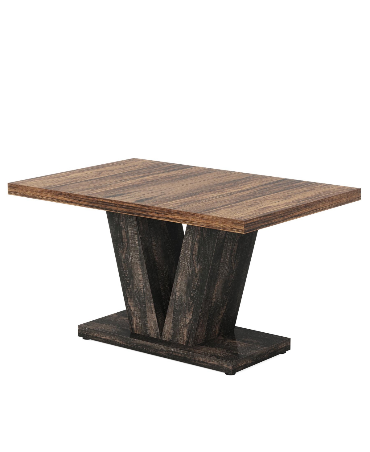 47-Inch Dining Table for 4, Black Kitchen Dinner Table with Heavy Duty Pedestal, Farmhouse Wooden Eating Table for Home, Dining Room, Small