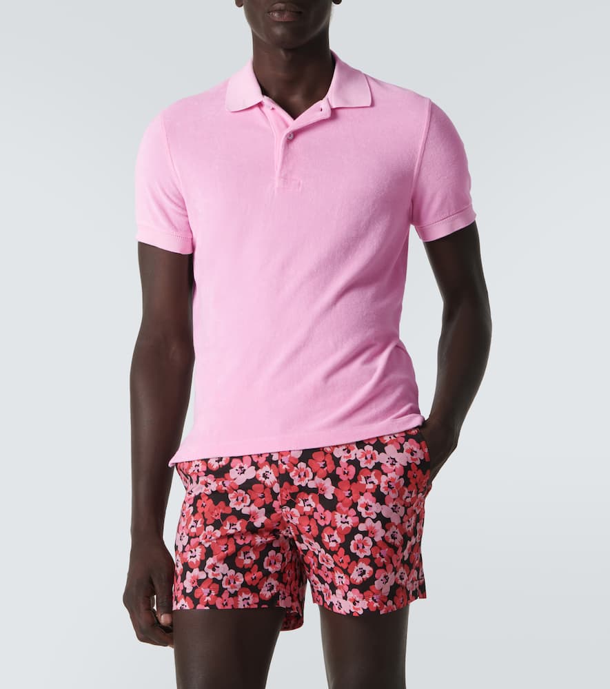 Cotton-blend terry polo shirt