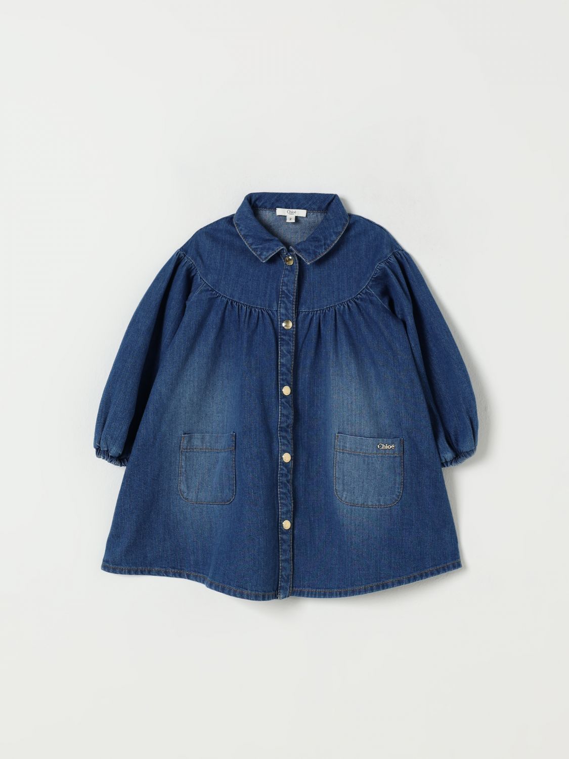Romper CHLOÉ Kids color Denim