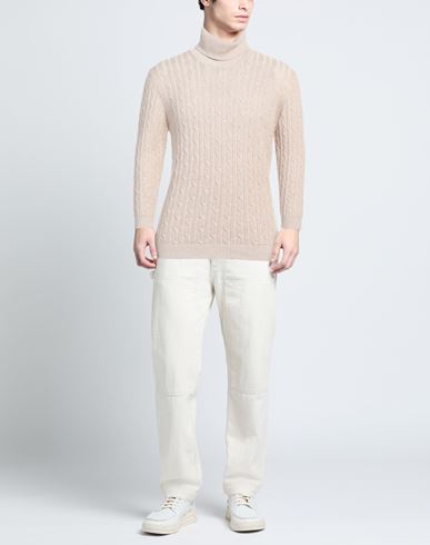 Man Turtleneck Beige Size 44 Cotton, Wool, Cashmere