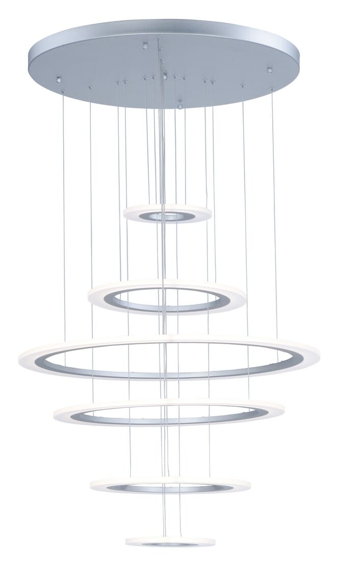 Saturn II LED 30" 6-Light Pendant in Matte Silver