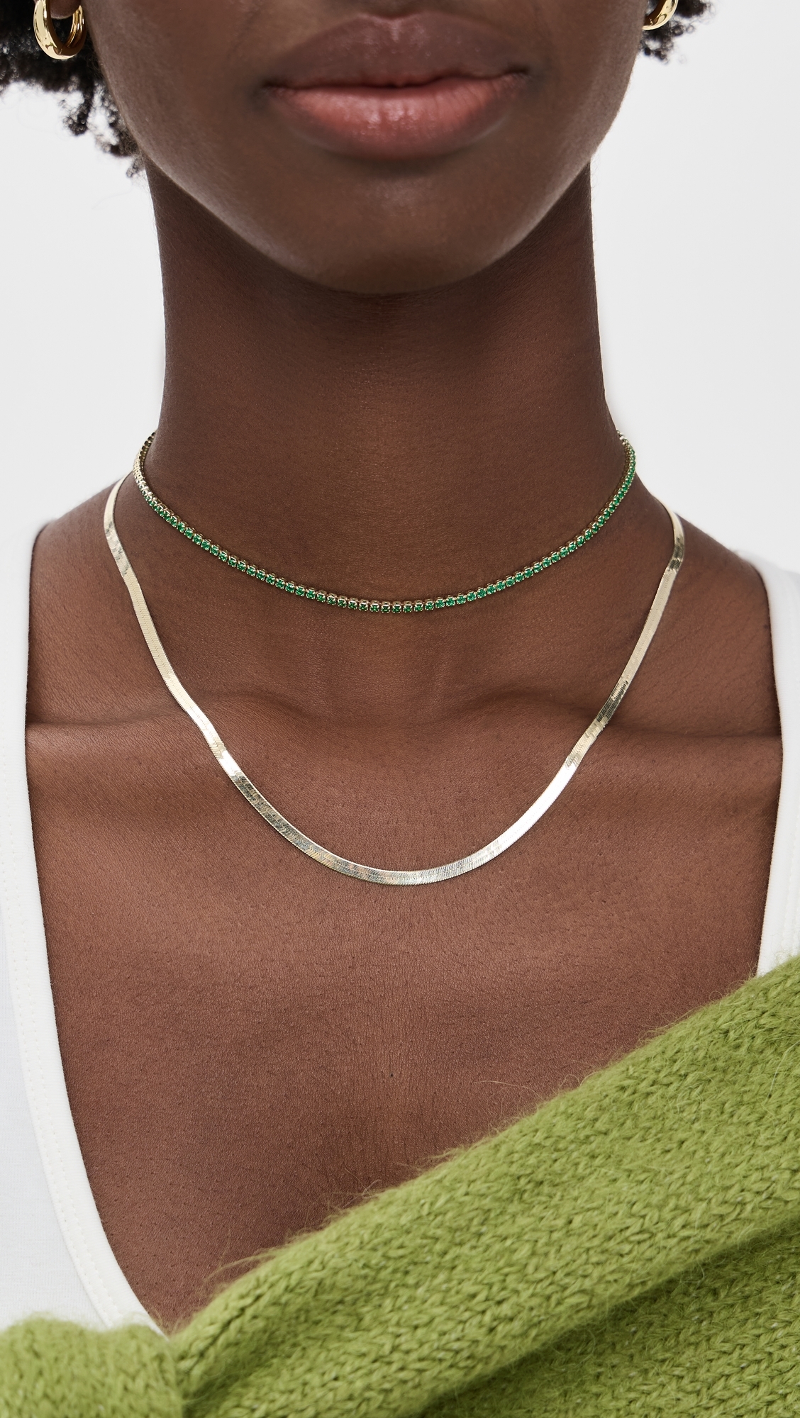 Colored CZ All Around Tennis Choker Emerald Green One Size