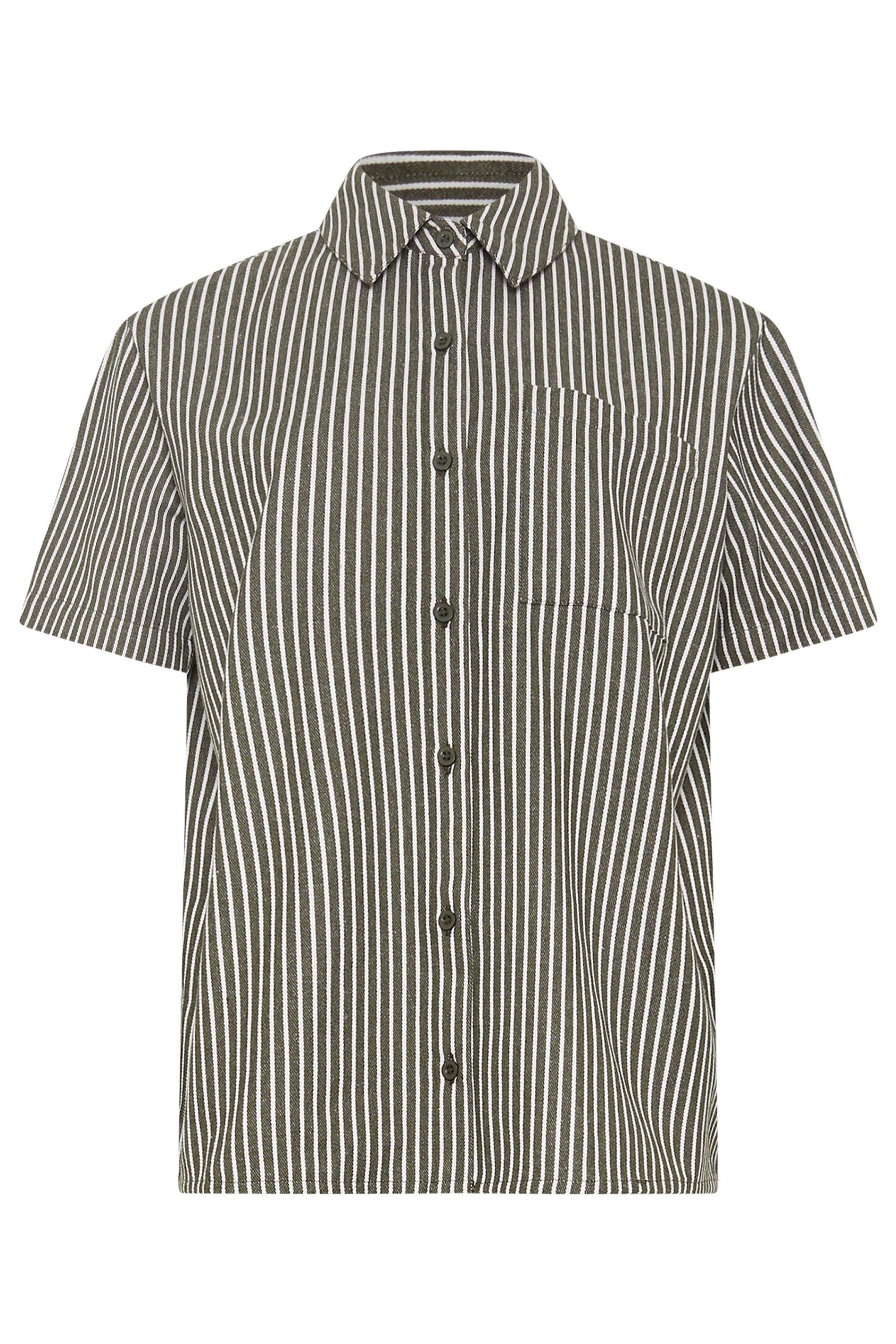 Long Tall Sally Tall Stripe Button Shirt In Olive