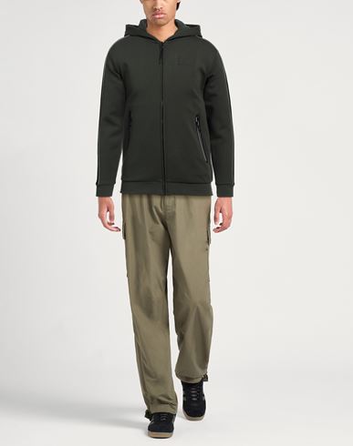 Ea7 Man Sweatshirt Military green Size XXL Cotton, Polyester, Elastane
