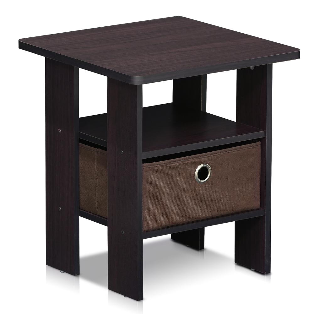 Andrey End Table Nightstand with Bin Drawer, Dark Walnut, 11157DWN