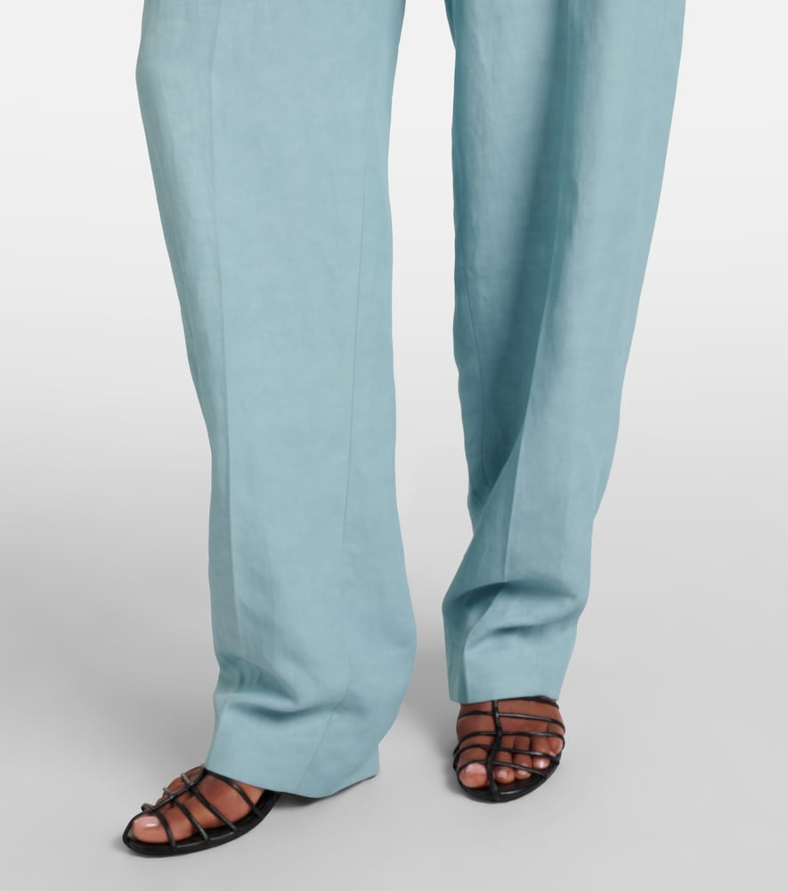 Aix chambray wide-leg pants