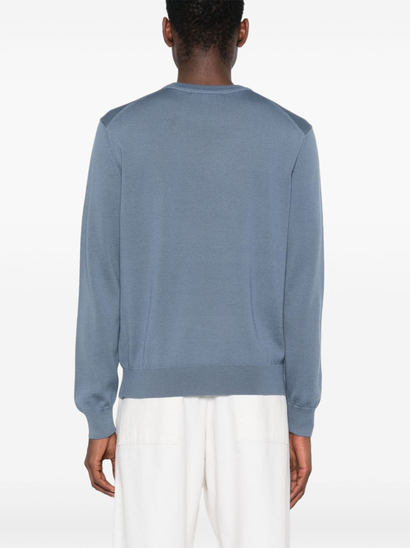 Blue Bold Fox Head wool jumper