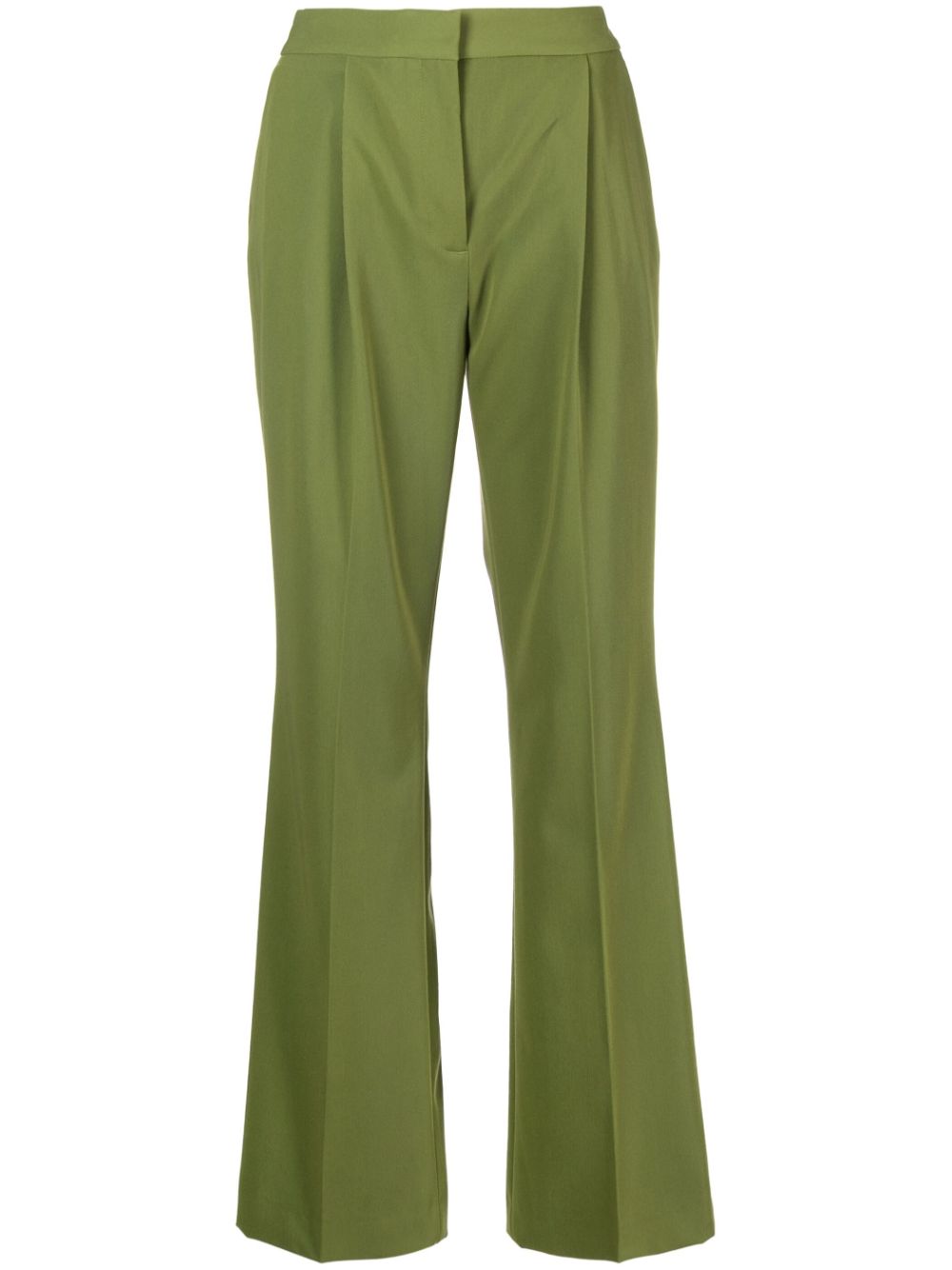 Pleated-edge tailored trousers - Green