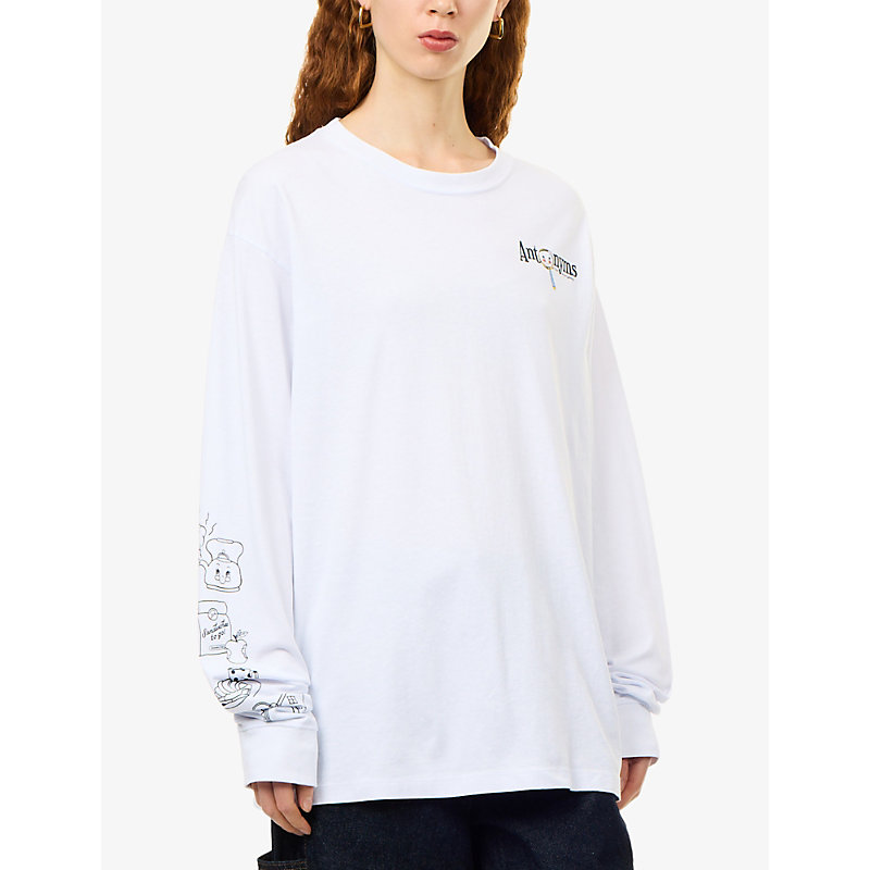 Womens Antonyms Graphic-Print Cotton T-Shirt