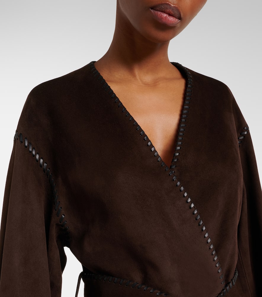 Anika suede wrap coat