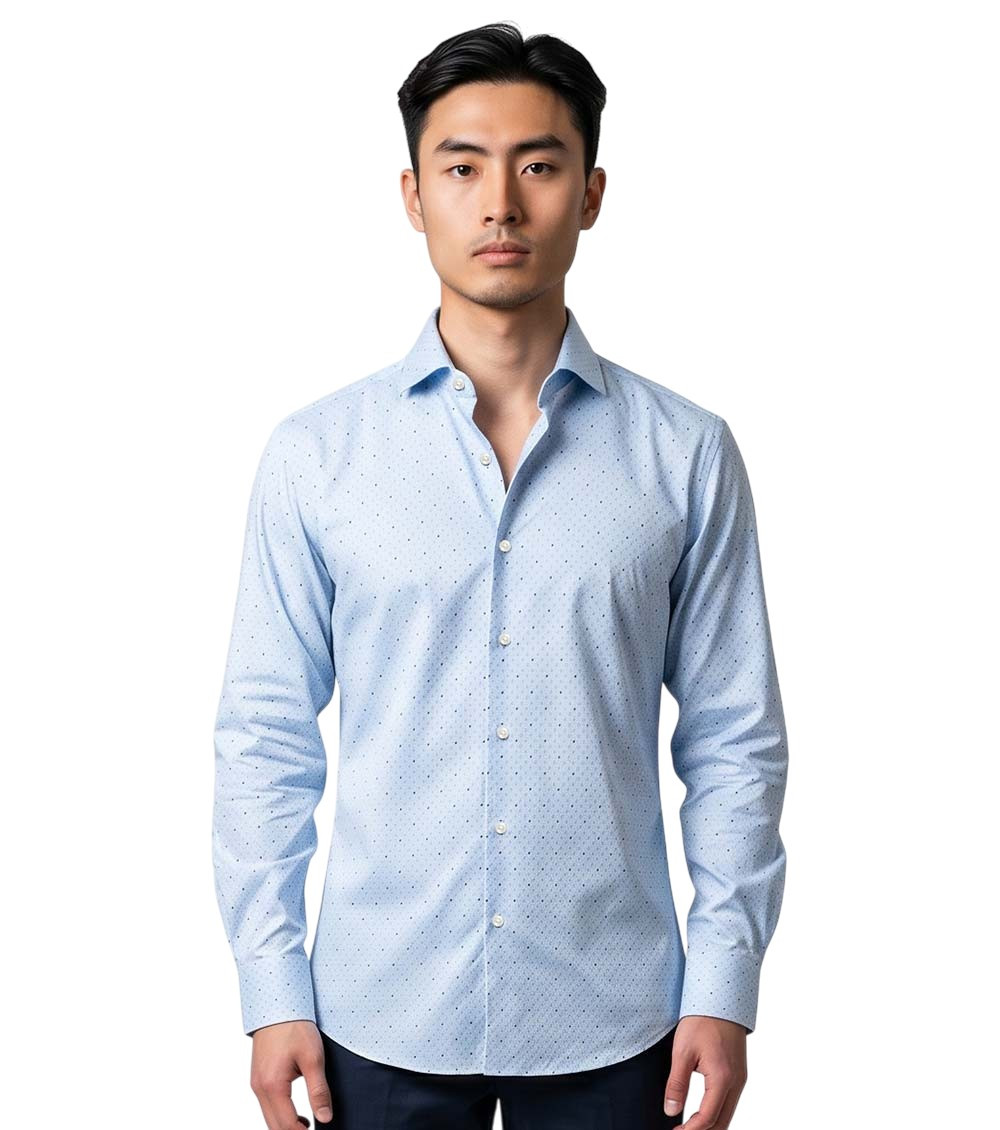 Blue Slim Printed Shirts