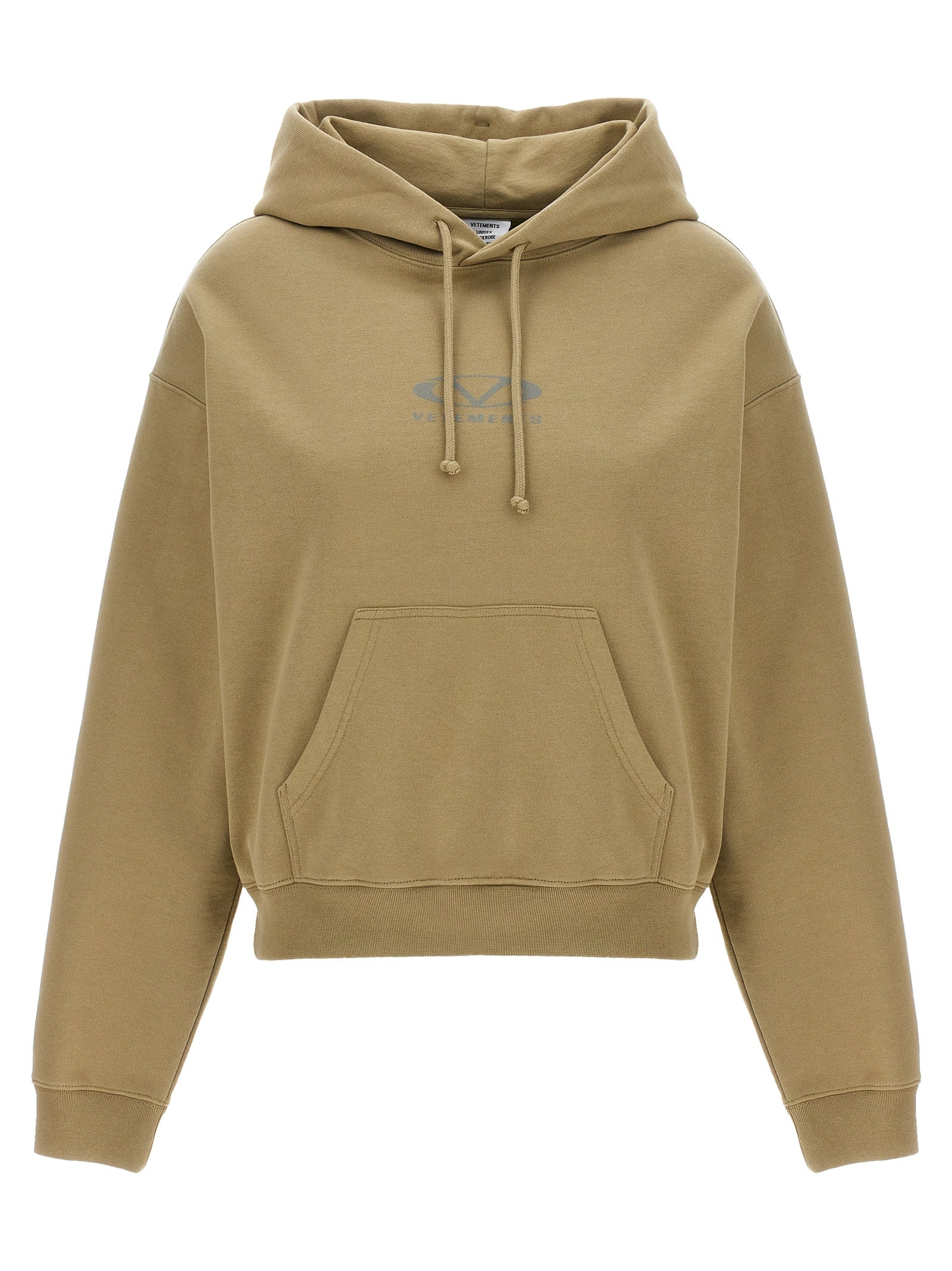 Brushed Cotton Logo Hoodie — Beige