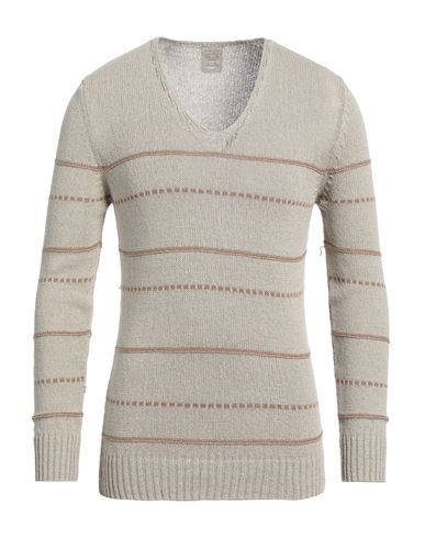 H953 Man Sweater Light brown Size 40 Bamboo, Linen, Hemp