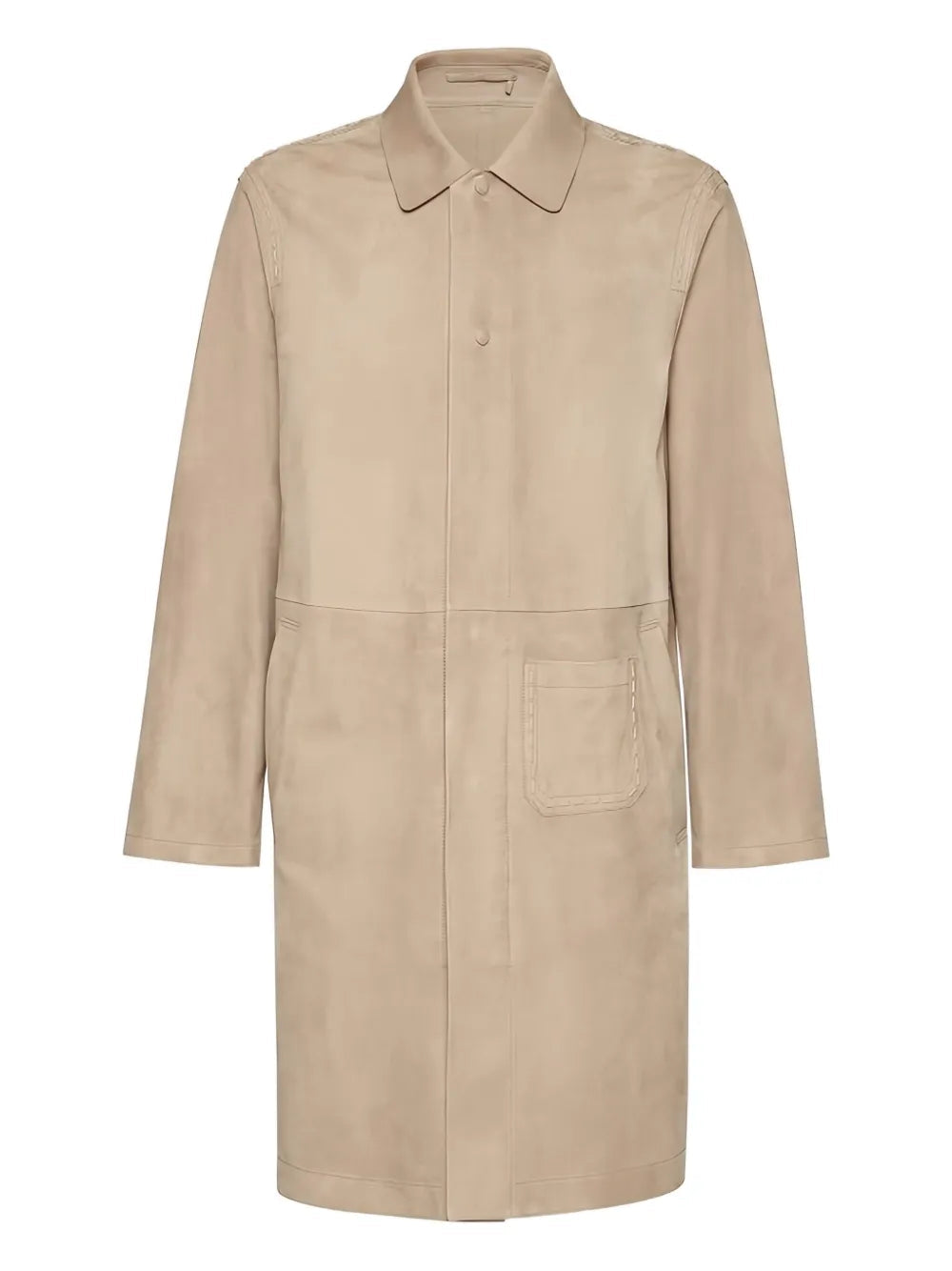 Suede Coat — Beige