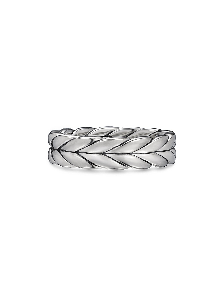 Men's Chevron Band Ring in Sterling Silver, 6mm - Sterling Silver