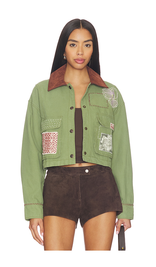 Free People x We The Free Martha Workwear Appliques Jacket in Callisto Green. M also in L, S