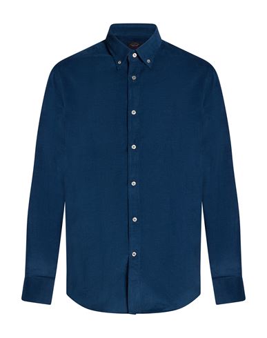 Man Shirt Navy Size 16 Cotton, Elastane