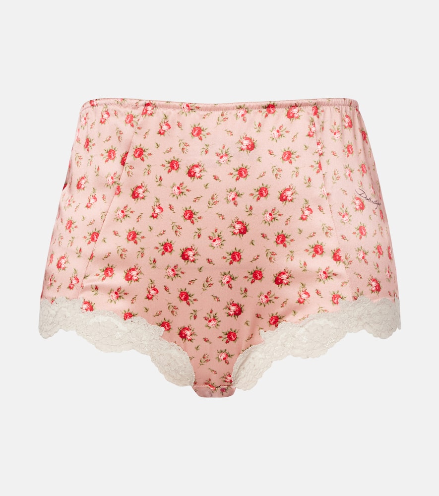 Floral silk and cotton-blend briefs
