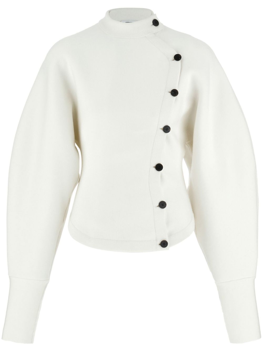 Asymmetric knitted jacket - White